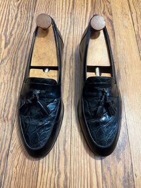 Bally Lucio Black Leather Tassel Penny Loafers
